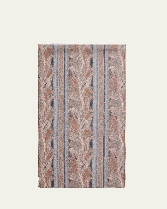Graphic Paisley-Print Silk Scarf
